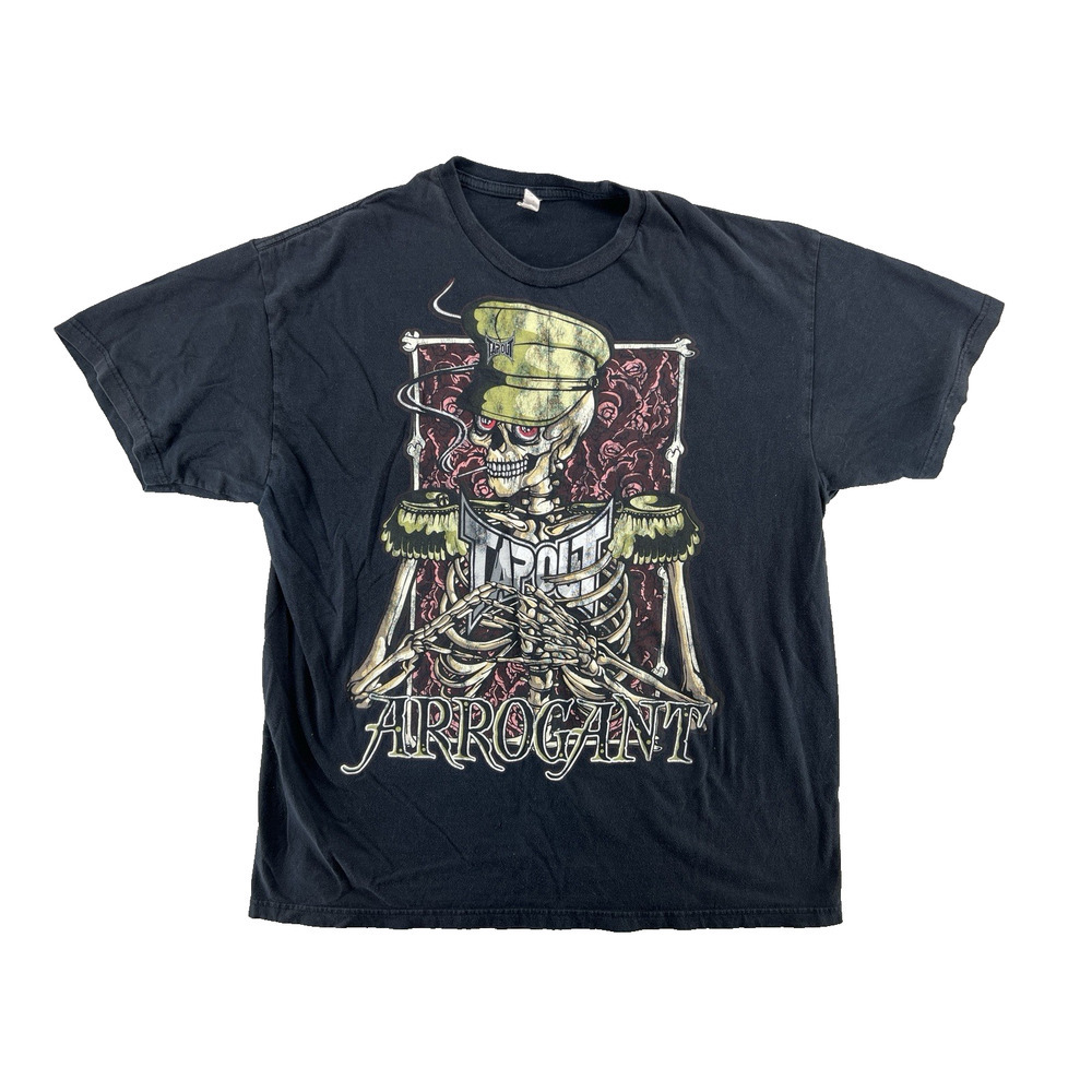 Vintage Tapout Arrogant Skeleton Graphic T Shirt Black MMA Skull Tee Men’s XL